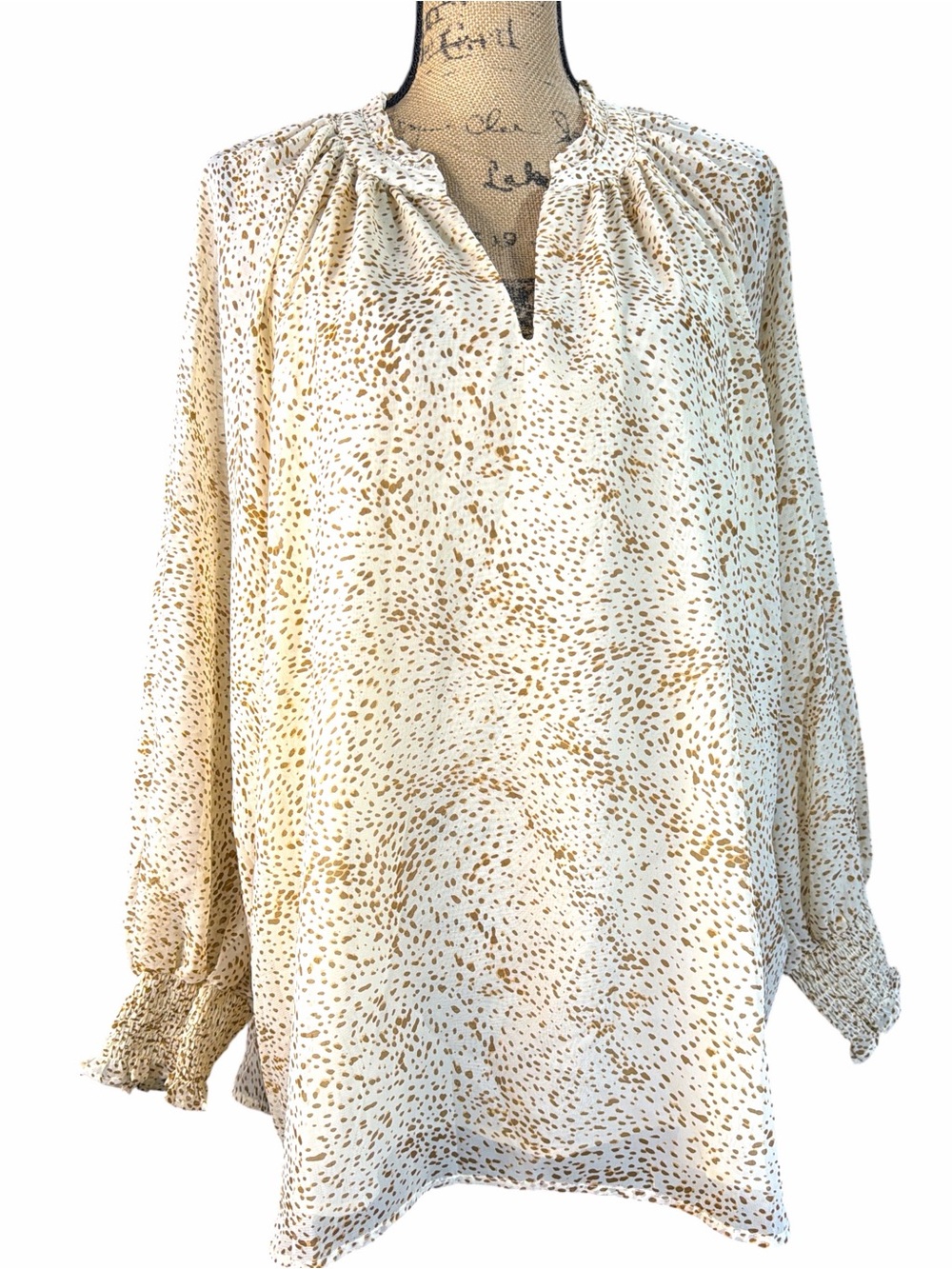Philosophy Cream & Brown Printed Peasant Tunic Top NWT. Size 2X